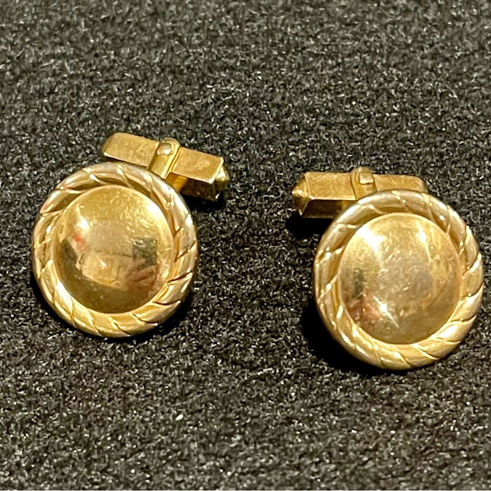 Circular Gold Cufflinks by Swank